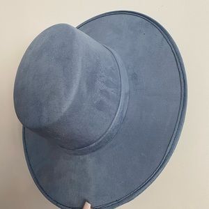 Melissa Cordobés Vegan Suede Wide Brim Hat Denim blue